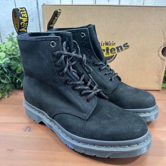 Dr. Martens Unisex 1460 Milled Nubuck WP Black Boots Size M8 W9 - Picture 4 of 13